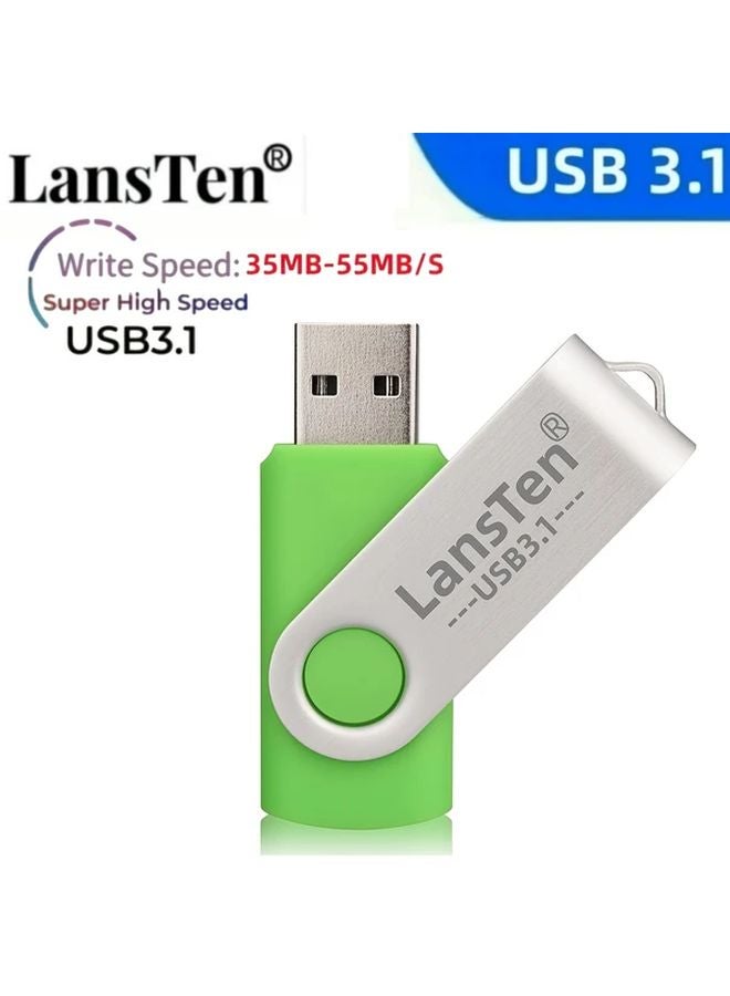 LansTen USB 3.1 Flash Drive 128GB Swivel Keychain Memory Stick Thumb Drive - Image 1